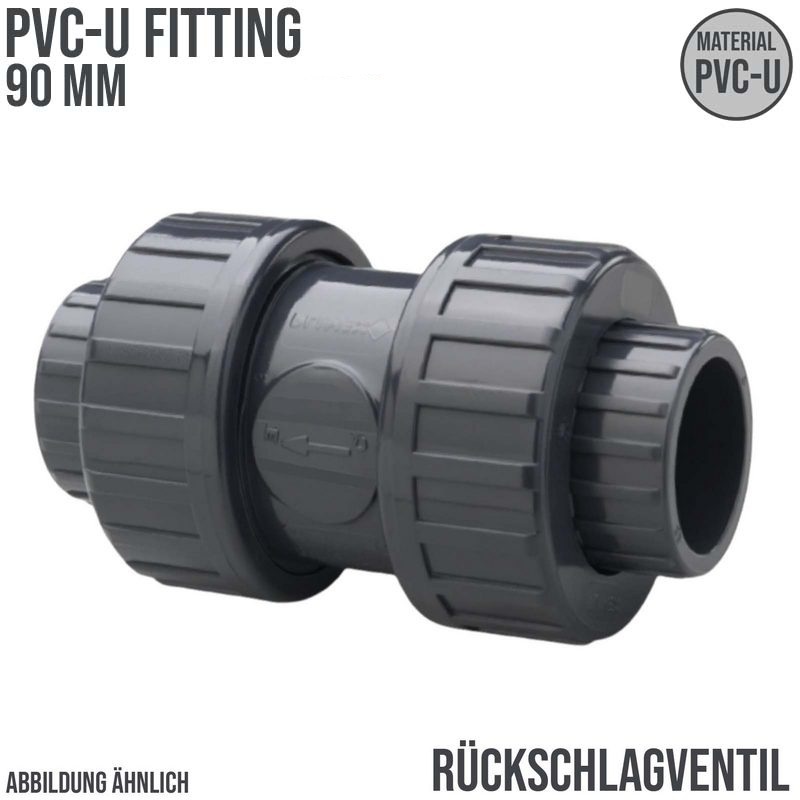 90 mm PVC Rückschlag Ventil federbelastet Klebe Muffe grau - PN 10 bar
