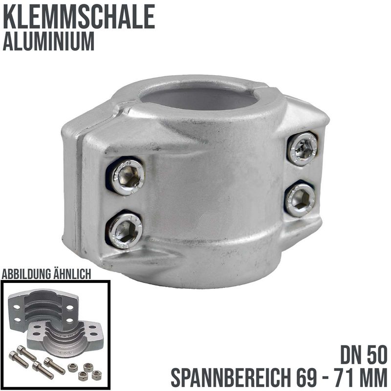 DN 50 Klemmschale Aluminium Spannbereich 69 - 71 mm für Schlauch ID x AD 50 x 70 mm - PN 25 bar