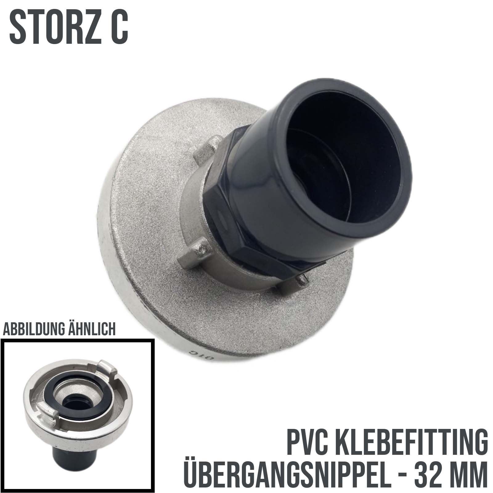 STORZ C DN 52 KA 66 Übergangsstück Adapter -> 32 mm PVC-U Klebe Fitting Übergangsnippel