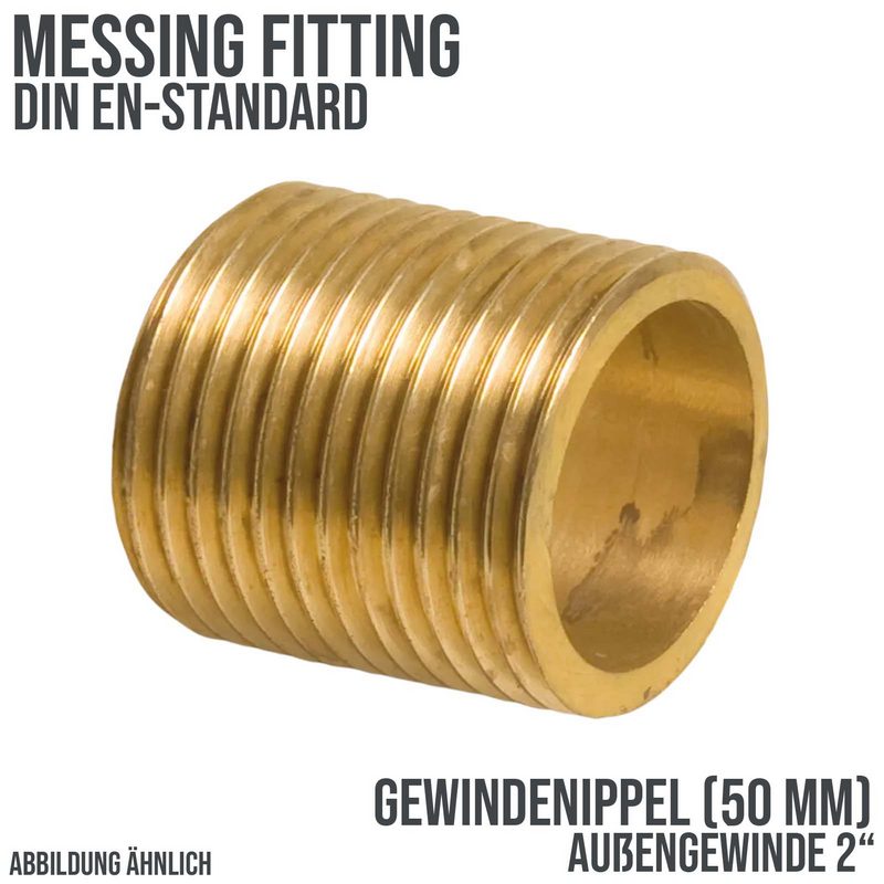2" Gewindenippel Nr. 531 Außengewinde AG Messing Fittings PN 40 bar - Länge: 50 mm
