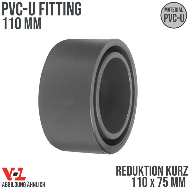 110 x 75 mm VDL PVC Klebe Fitting Reduktion kurz Muffe Verbinder - PN 16 bar