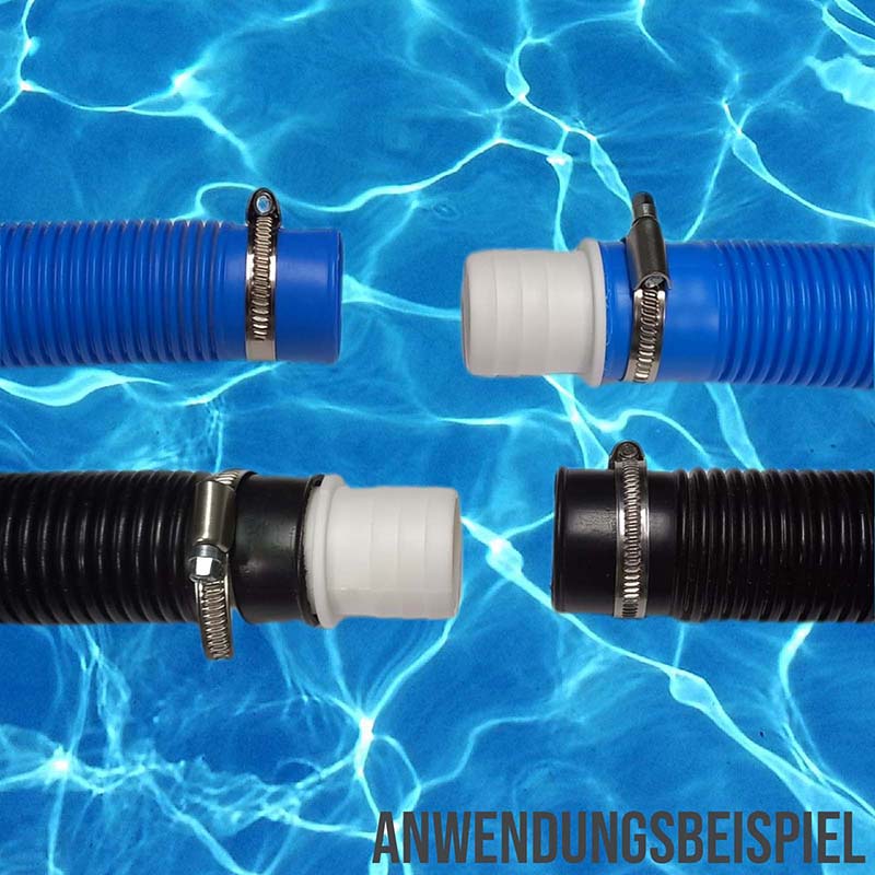 Schlauchverbinder Tülle Doppel Klebe Stutzen Schlauch Pool Reduzierer Verbinder 32x38mm SET (7-teilig)