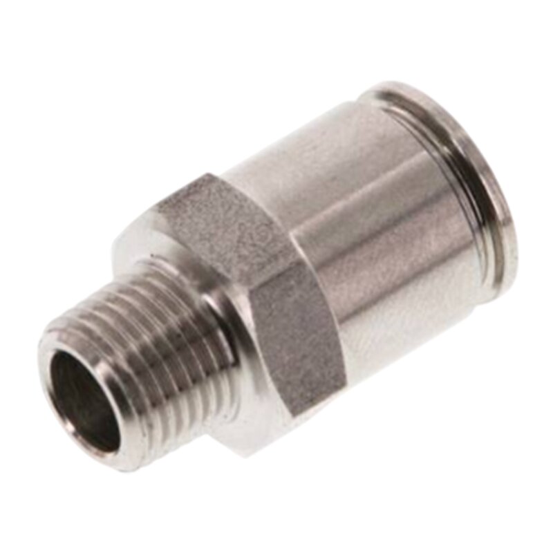16 mm x 1/2" Pneumatik Schnell Steck Verbinder IQS Edelstahl VA 1.4404 Außengewinde konisch - PN 10 bar