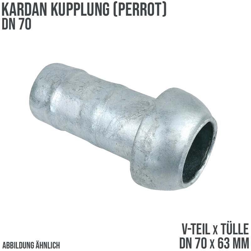 DN 70 Kardan Perrot Kupplung V-Teil mit Tülle Stutzen 63 mm Gülle Schlamm Schlauch