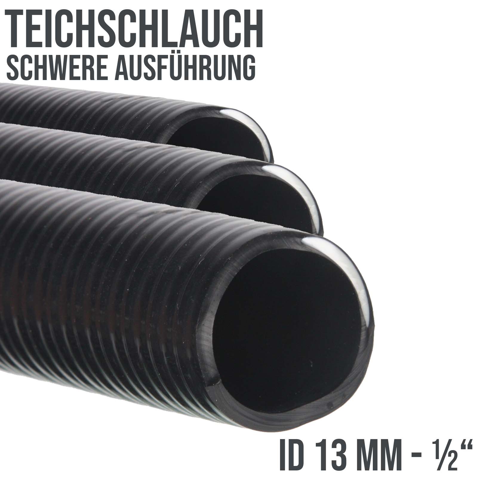 13 mm 1/2" Zoll PROFI Teich Pool Garten Zulauf Ablauf Spiral Saug Schlauch - PN 5 bar 