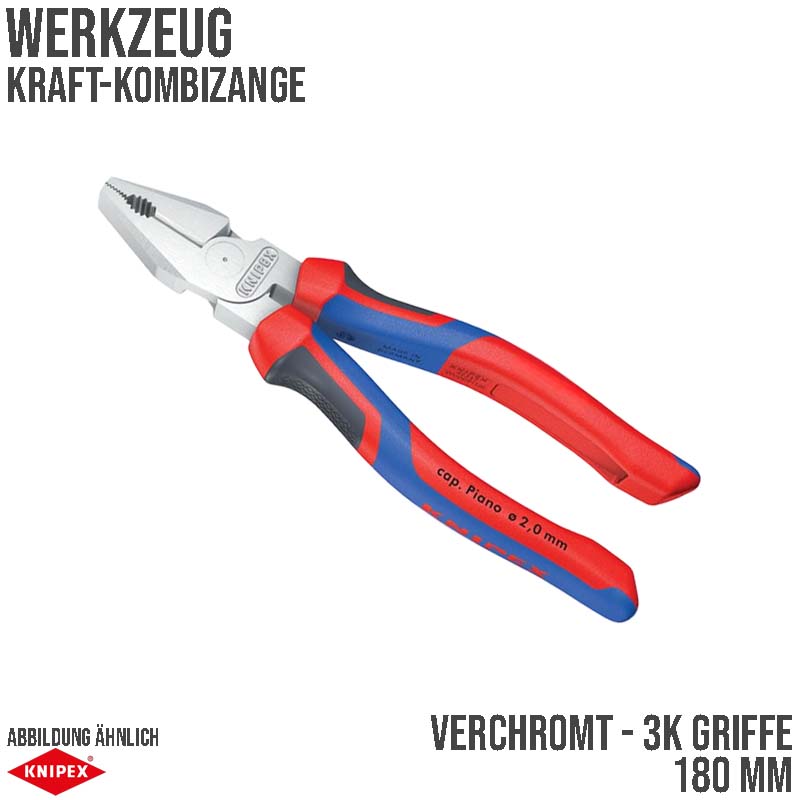 180 mm Kraft Kombi Universal Zange verchromt 3K Griffe Knipex