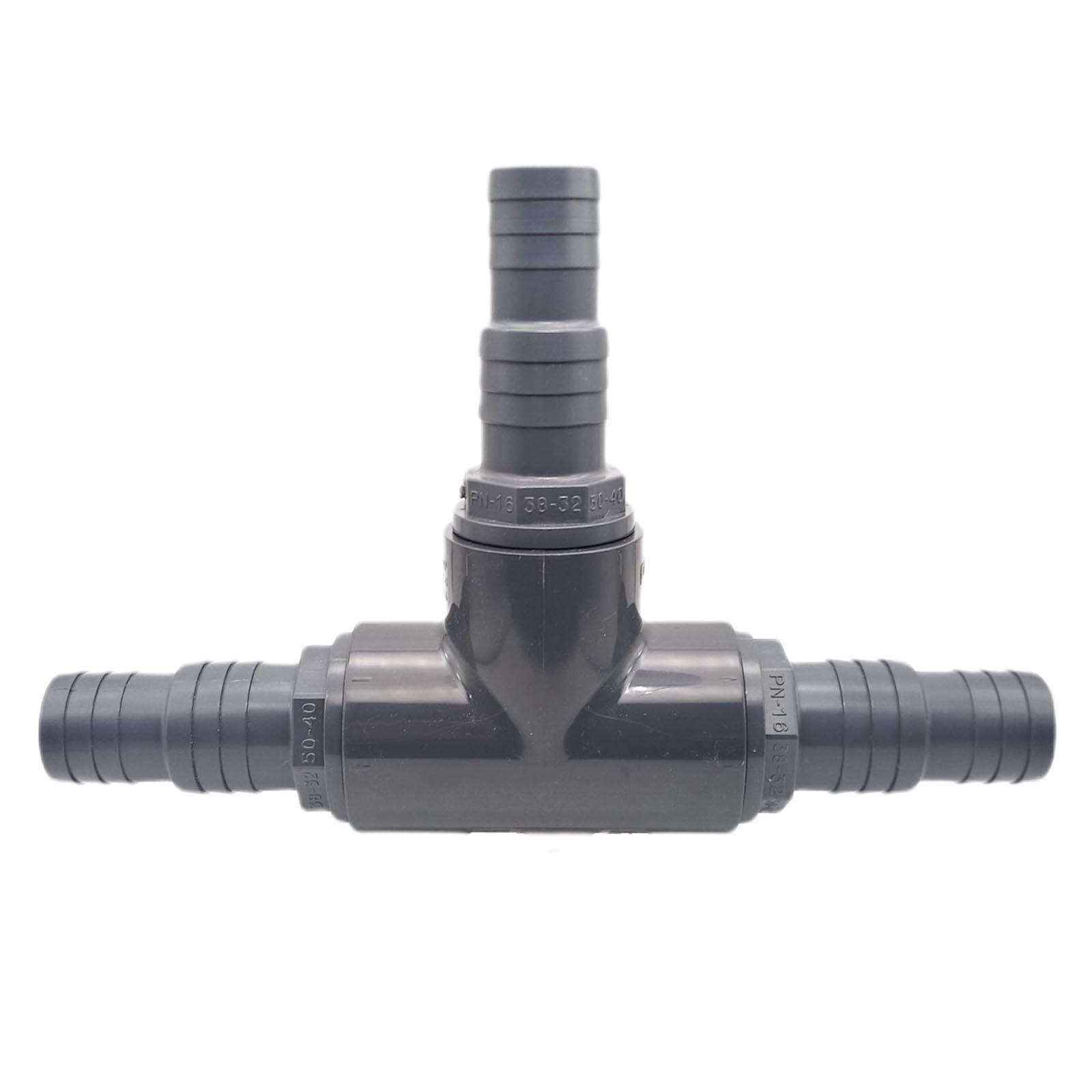 32 / 38 mm PVC PROFI T-Stück 90° Schlauch Verbinder Stutzen Tülle Pool Teich Garten - PN 10 bar
