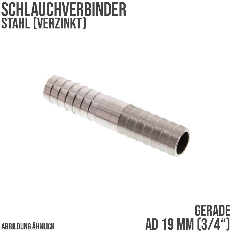 19 mm 3/4" Stahl Schlauch Verbinder Kupplung Tülle Stutzen massiv PN 10 bar