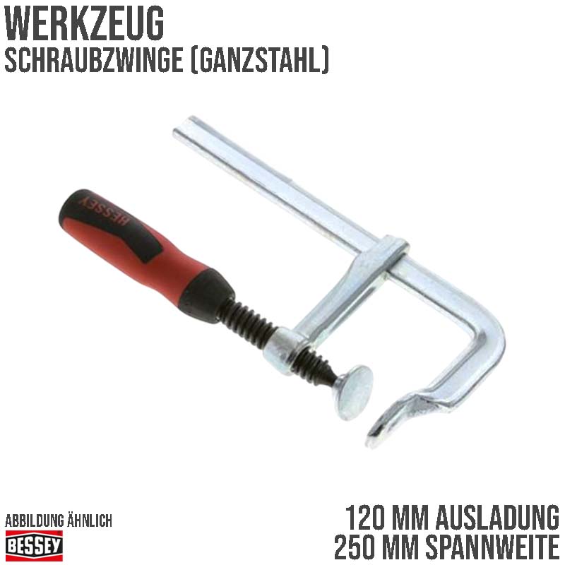 250 mm Spannweite Ganzstahl Schraubzwinge - 120 mm Ausladung Bessey