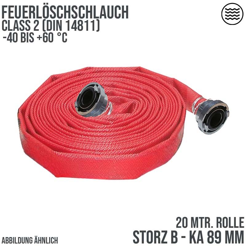STORZ B KA 89 75 mm 3" Feuerlösch Feuerwehr Pumpen Industrie Schlauch rot CLASS 2 PN 16 bar - 20 m