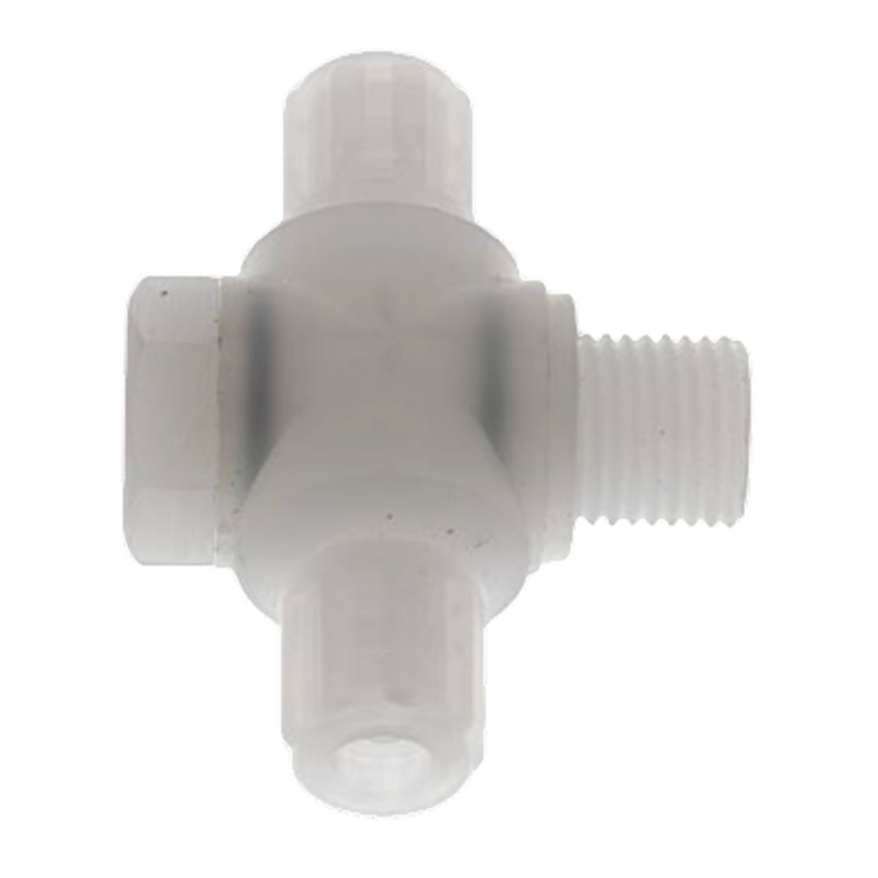 12 x 10 mm x 1/2" T-Stück 90° Kupplung Aussengewinde PVDF Verschraubung PA PP Schlauch FDA drehbar - PN 10 bar