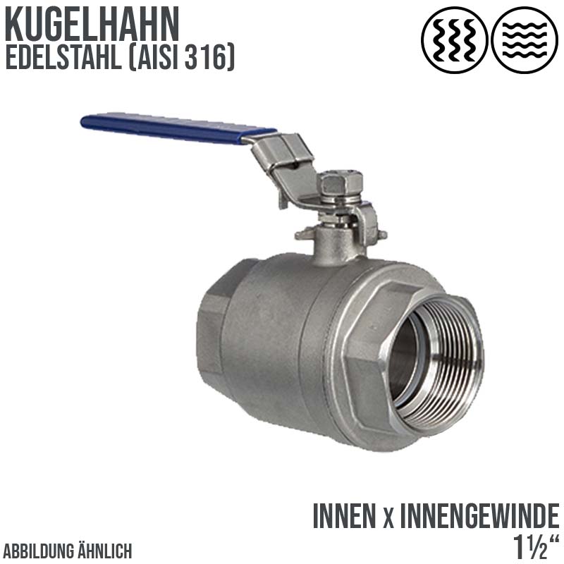 1 1/2" DN38 Kugelhahn voller Durchgang Edelstahl AISI 316  Innen x Innengewinde - PN 64 bar