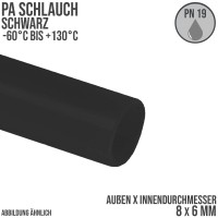 8 x 6 mm Polyamid PA Pneumatik Schlauch schwarz - PN 19 bar - 25 m Rolle