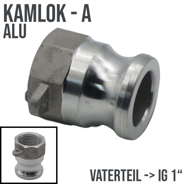 Kamlock Typ A (ALU) Vaterteil mit Innengewinde (IG) 1" Zoll DN25 - 17 bar