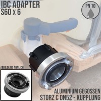 S60 x 6 IBC Adapter auf STORZ C DN 52 KA 66 Aluminium Übergangsstück Pumpenanschluß