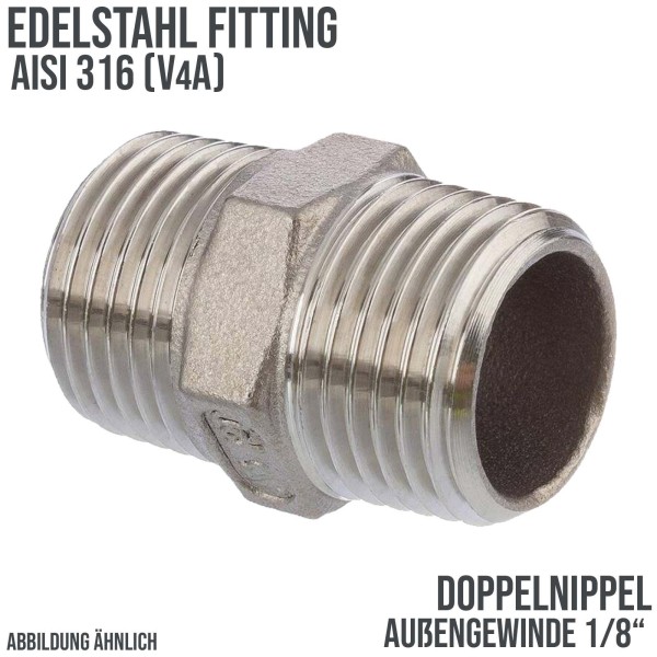 3" Edelstahl Fitting V4A AISI 316 Doppelnippel Außen x Außengewinde AG - PN 16 bar