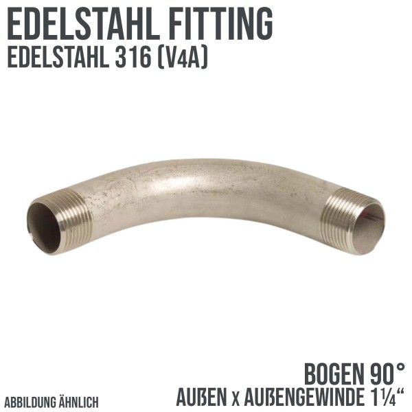 1 1/4" Edelstahl FItting V4A Bogen 90° Außengewinde AG