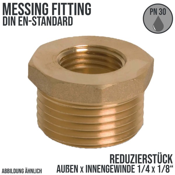 1/4" x 1/8" Reduzierstück Außen x Innengewinde AG x IG Messing Fittings PN 30 bar