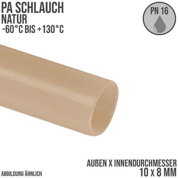 10 x 8 mm Polyamid PA Pneumatik Schlauch natur - PN 15 bar - 25 m Rolle