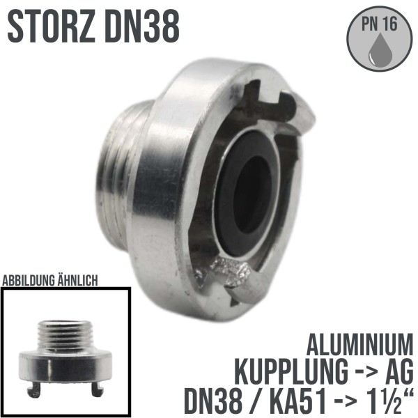 STORZ DN38 KA51 Kupplung Außengewinde AG 1 1/2" Saug Bau Feuerwehr Schlauch PN 16 bar