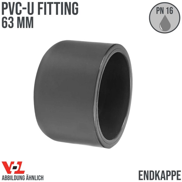 63 mm VDL PVC Klebe Fitting End Kappe Muffe Verbinder - PN 16 bar