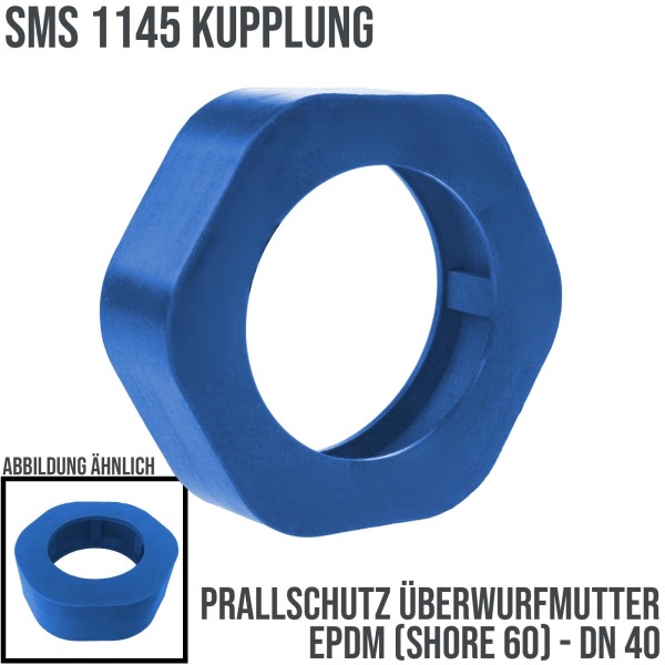 DN 40 SMS Kupplung 1145 Prallschutz Überwurfmutter ÜWM Gummi EPDM - blau