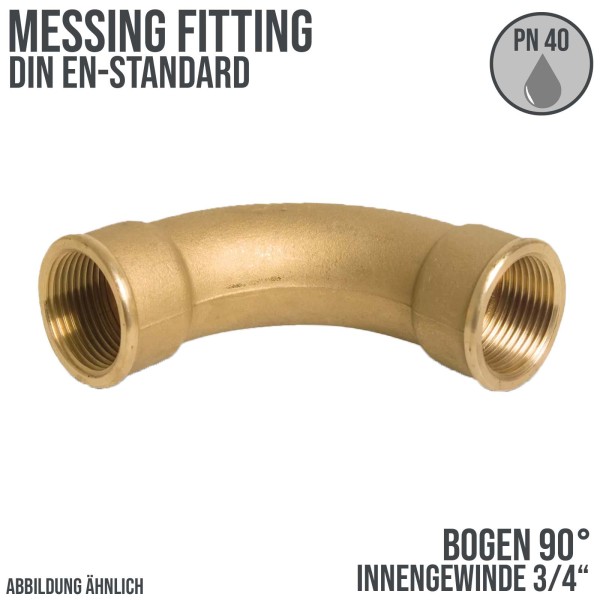 3/4" Bogen 90° Innen x Innengewinde IG Messing Fittings PN 40 bar