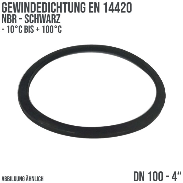 4" Zoll Gewindedichtung EN 14420 NBR schwarz DN 100