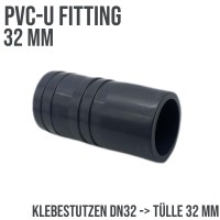 32 mm PVC Klebefitting Schlauch Klebe Tülle Stutzen Verbinder Pool Teich DN32 -> 32mm