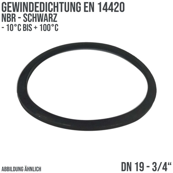 3/4" Zoll Gewindedichtung EN 14420 NBR schwarz DN 19