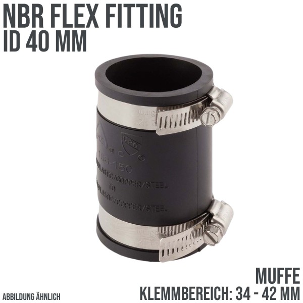 40 mm NBR Flex Fitting Muffe Verbinder Reparatur (Klemmbereich 34 - 42 mm)