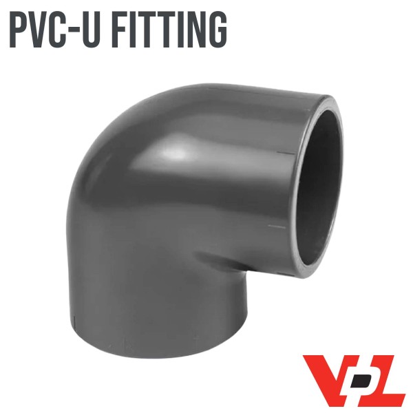 50 mm PVC Klebe Fitting Winkel 90° Muffe Verbinder (PN16)