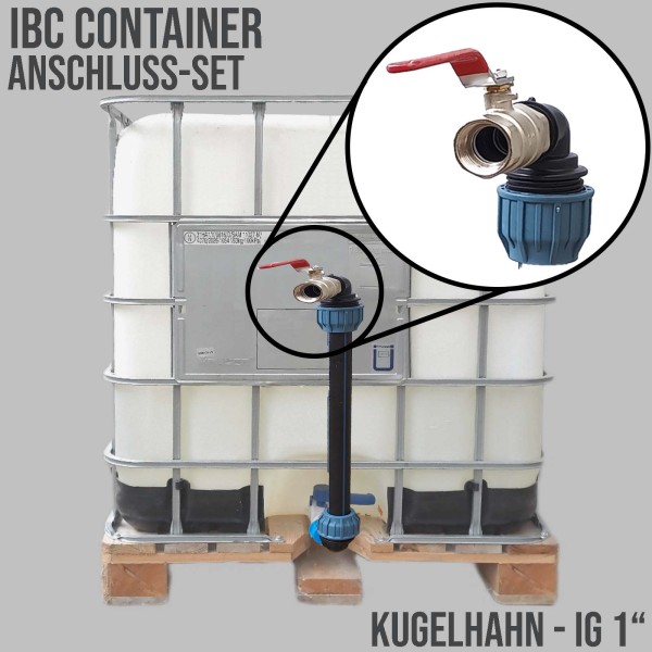 IBC Container Anschluss Set Schwanenhals Kugelhahn 1" Innengewinde