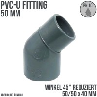 50 mm PVC Klebe Fitting Winkel 45° reduziert 50x50/40 mm