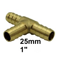 1" 25 mm  T-Stück Schlauch Verbinder Tülle Kupplung Reparaturröhrchen Messing