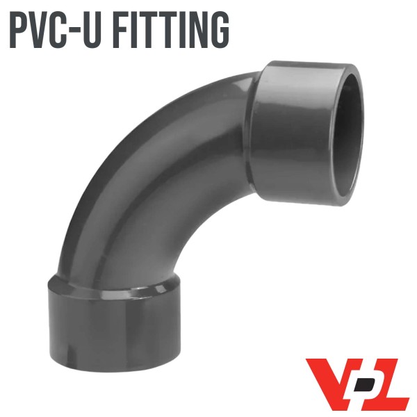 40 mm PVC Klebe Fitting Bogen 90° (Rohr) Muffe Verbinder (PN16)