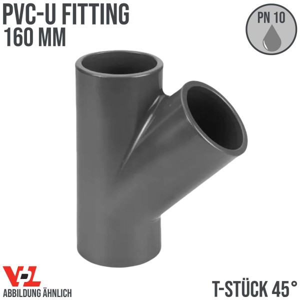 160 mm VDL PVC Klebe Fitting T-Stück 90° Muffe Verbinder - PN 10 bar