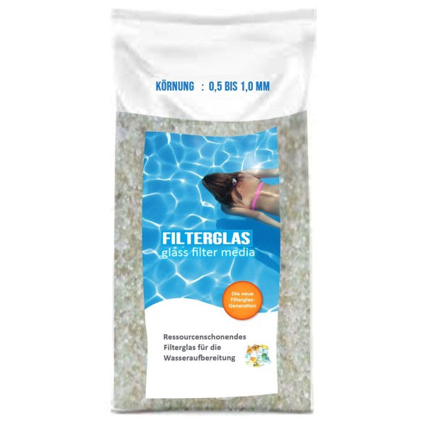 Filterglas Pool Filtermaterial Sandfilteranlage Körnung 0,5 - 1,0 mm - 25kg Sack