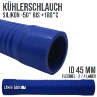 45 x 55 mm flexibler Kühlerschlauch Silikon LLK Ladeluft Kühlmittel Schlauch blau (500mm)