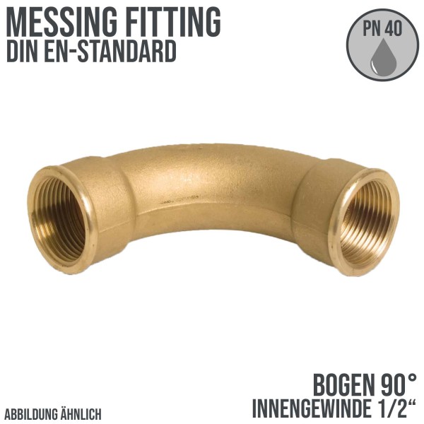 1/2" Bogen 90° Innen x Innengewinde IG Messing Fittings PN 40 bar