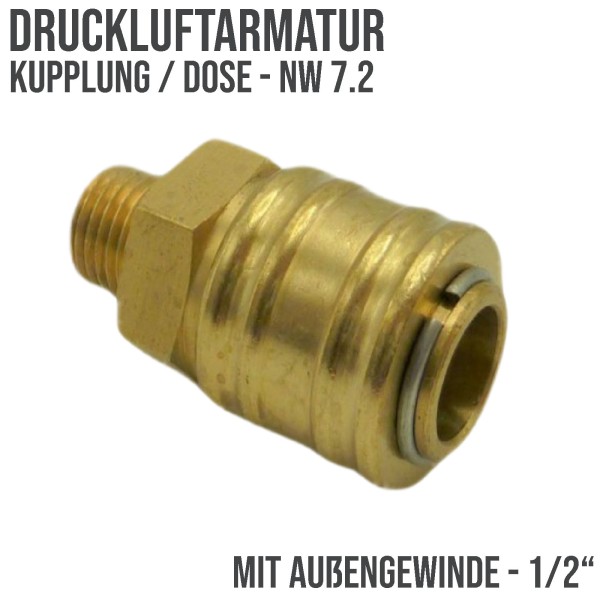 1/2 " Druckluft Kupplung Dose Schnellkupplung NW 7.2 mit Außengewinde (AG)