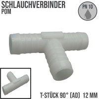12 mm POM T-Stück Schlauchverbinder Stutzen Verbinder Fitting