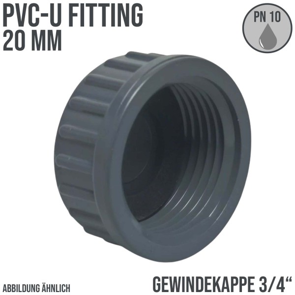 20 mm PVC Klebe Fitting Gewindekappe 3/4" Kappe Verbinder Muffe