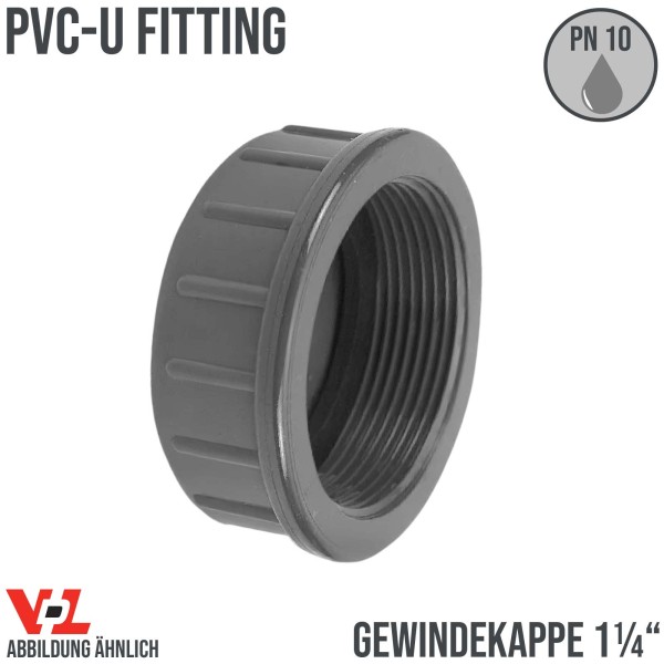 32 mm VDL PVC Klebe Fitting Gewinde Kappe 1 1/4" Muffe Verbinder - PN 10 bar