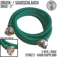 STORZ C DN52 KA66 - 50 mm 2" PVC Saug Ansaug Pumpen Spiral Schlauch PN 5 bar grün - 2 m Rolle
