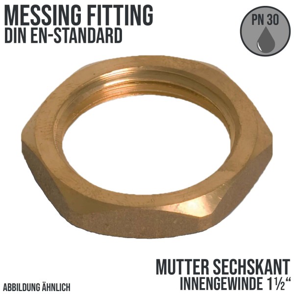 1 1/2" Sechskant-Mutter Innengewinde IG Messing Fittings PN 30 bar