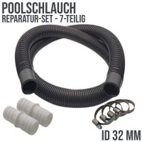 Reparatur Set Poolschlauch schwarz Schwimmbad Pool Verlängerung 32 mm - 7-teilig