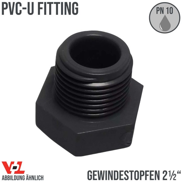 63 mm VDL PVC Klebe Fitting Gewinde Stopfen 2 1/2" Muffe Verbinder - PN 10 bar