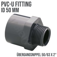 50 mm PVC Klebe Fitting Übergangsnippel Sechs-/Achtkant 50/63mm x 2"