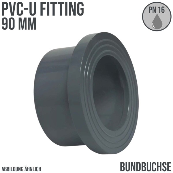 90 mm PVC Klebe Fitting Bund Buchse Muffe Verbinder - PN 16 bar